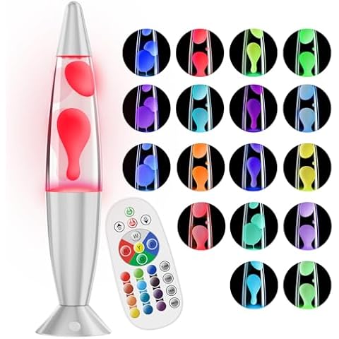 17 Color LED Color Changing Lamp with Remote, 13.5 Inch Blue Pink Red Green Purple Liquid Motion Lamp Table Lamp Night Light Relax for Adults and Kids Nightlight for Bedroom, Living Room, Kids Room Cover