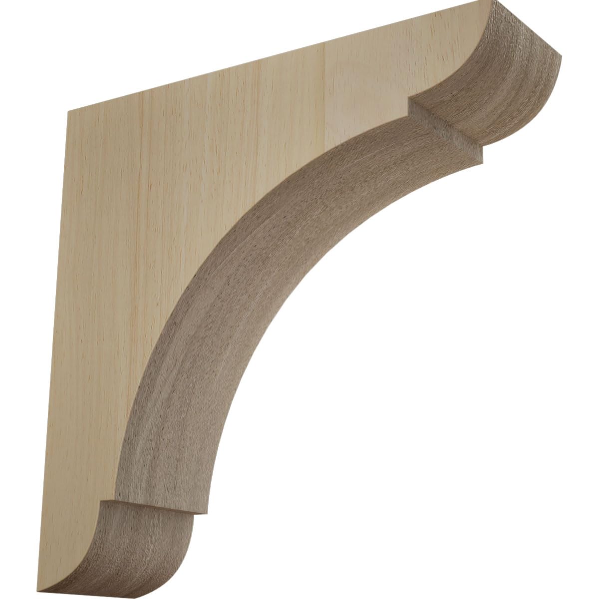 Ekena Millwork BKTW01X06X06OLRW Small Olympic Wood Wood Brackets,'1.75 Wx6 Dx6 H Inch' , Rubberwood