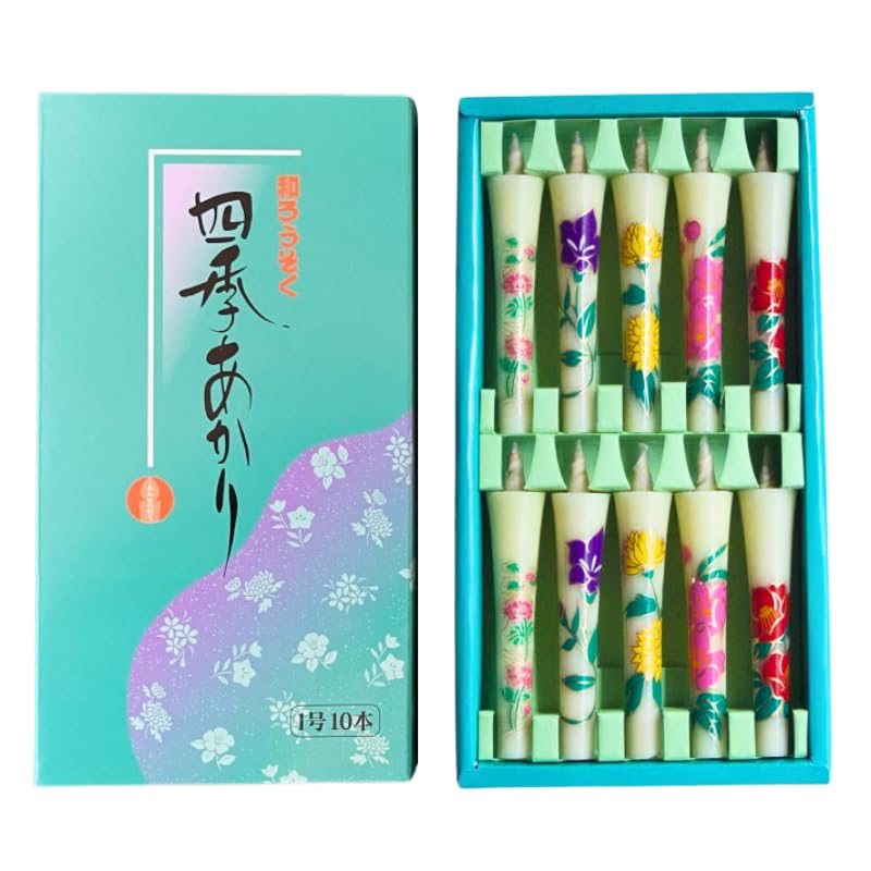 Japanese Candles, Four Seasons Lighter, No. 1, Pack of 10, Assorted Colors, 5 Types, Flower Candles, Gift : Home & Kitchen