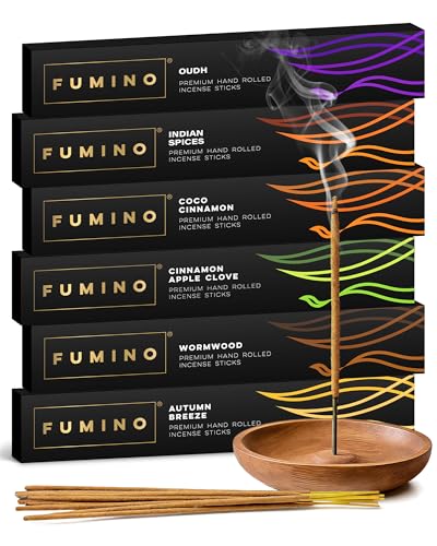 Fumino Incienso Hielo y Fuego – Lote 6 Cajas con 84 Varillas Masala Agarbatti Naturales para Relajación y Meditación (90 g)