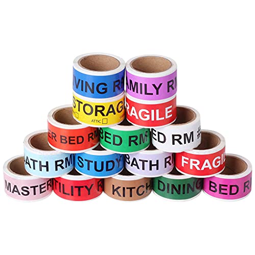 Shop4Mailers Home Moving Color Coded Labels Stickers - 800 Count - 16 Rolls - 50 Labels Per Roll (1 Set) #TOP5