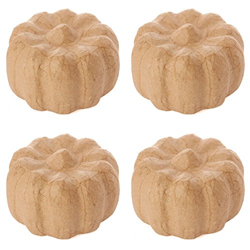 Paper Mache Pumpkins-(4 Pieces) for Halloween, Fall Autumn and Thanksgiving Do-it-Yourself Craft Projects or Decorations by Factory Direct Craft