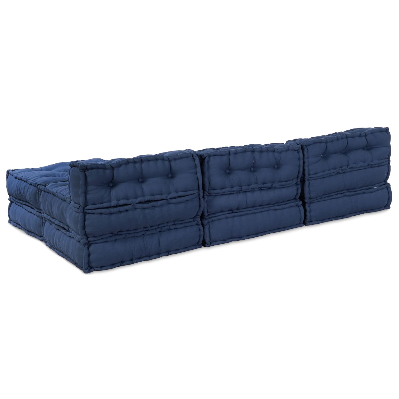 Dekor, Textilien: Bettwäsche, Kissen, Decken, Bezüge und Kissen, modulare Pouffes – 4er-Pack in Indigo-Stoff