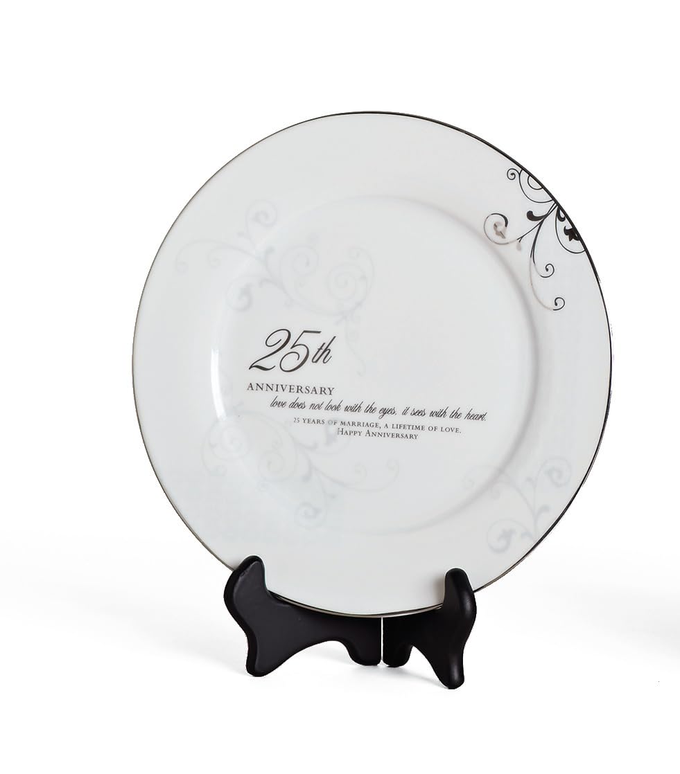 Roman 25th Wedding Anniversary Plate 2-Piece Set