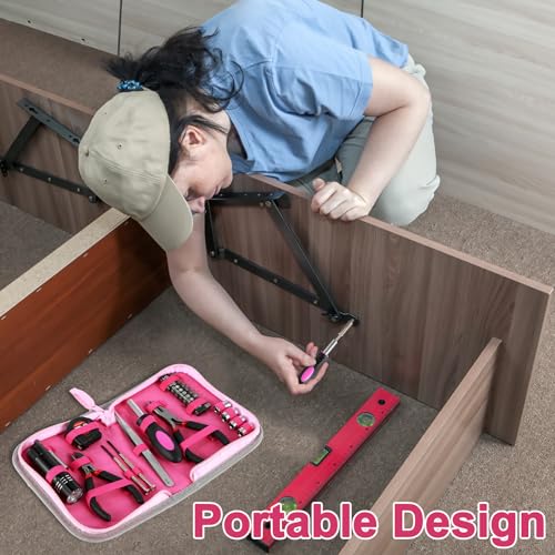 Kit de herramientas para el hogar 23 piezas color rosa miniatura 4