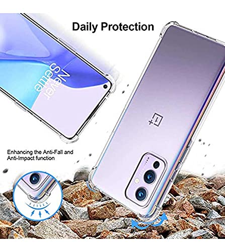 Image of Soft Flexible Silicone Back Cover Compatible with OnePlus 9, Transparent Case + Screen Guard