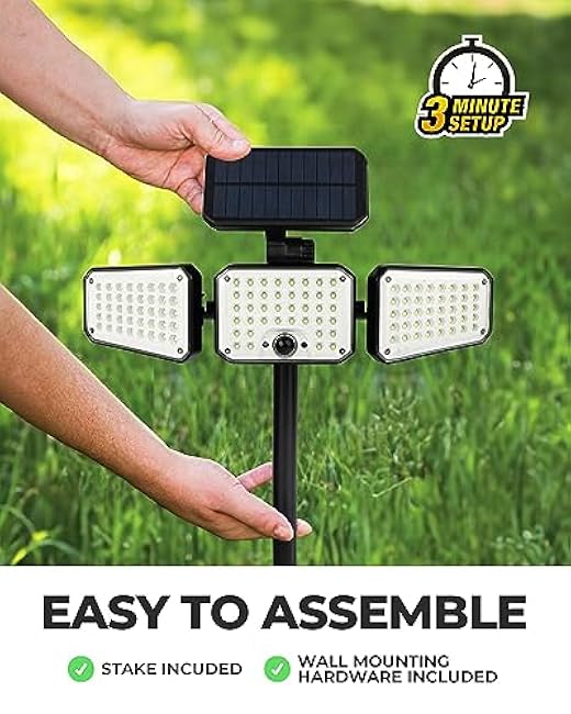 Bell+Howell Bionic Flood Light AS SEEN ON TV, 500 Lumen Deluxe Version Bionic Floodlight, LED Solar Flood Lights Outdoor Motion Sensor Waterproof Solar Security Lights with 360¡ã 3 Panel Design