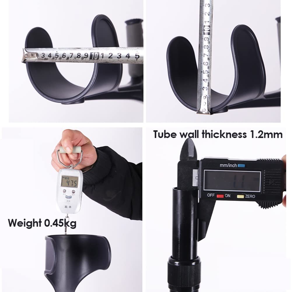 Coppia di stampelle Pieghevoli per Adulti, stampelle avambraccio per Camminare, Alluminio, Regolabili in Altezza, con Impugnatura Anatomica, carico 100 kg (Color : Black)