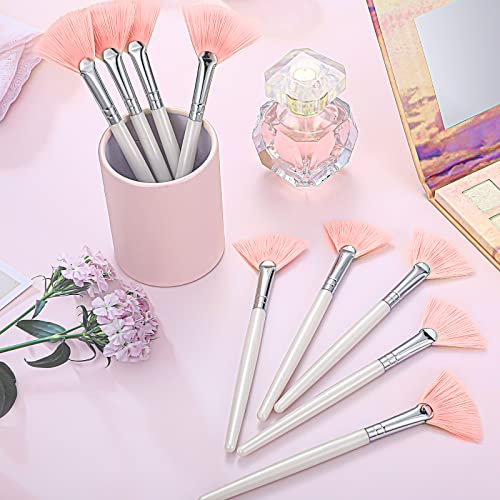 Image of 9 Pieces Facial Fan Mask Brushes, Soft Facial Applicator Brushes Tools for Peel Glycolic Makeup for Mud Cream(Pink, White)