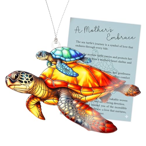 Sea Turtle Gifts for Women-Beach Suncatcher Ornament with Story Card-Turtle Christmas Cards-Beach...