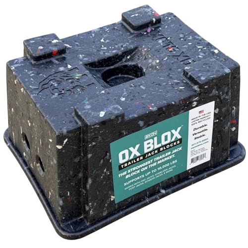 Image of OX BLOX Heavy Duty Trailer Jack Block - RV Leveling Blocks & Stabilizer Pads - 10,000 lbs Capacity - Made in USA from Recycled Plastic - for Tongue Jack, 5th Wheel, Camper & Travel Trailer