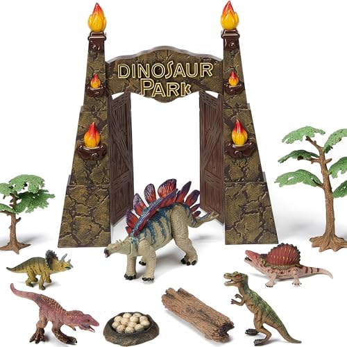 Large Dinosaur Park Gate Dino Nest of Eggs Realistic Dinosaur Toys for Kids 3-5 5-7 Jurassic World Dinosaur Toys Stegosaurus Play Set for Kids Toddler Boys Girls