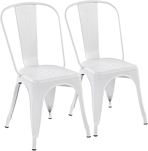 Miniatura 1 de Homy Casa Juego de 2 sillas de comedor de metal, sillas apilables de altura de asiento de 17.3 pulgadas, sillas clásicas de patio, sillas laterales