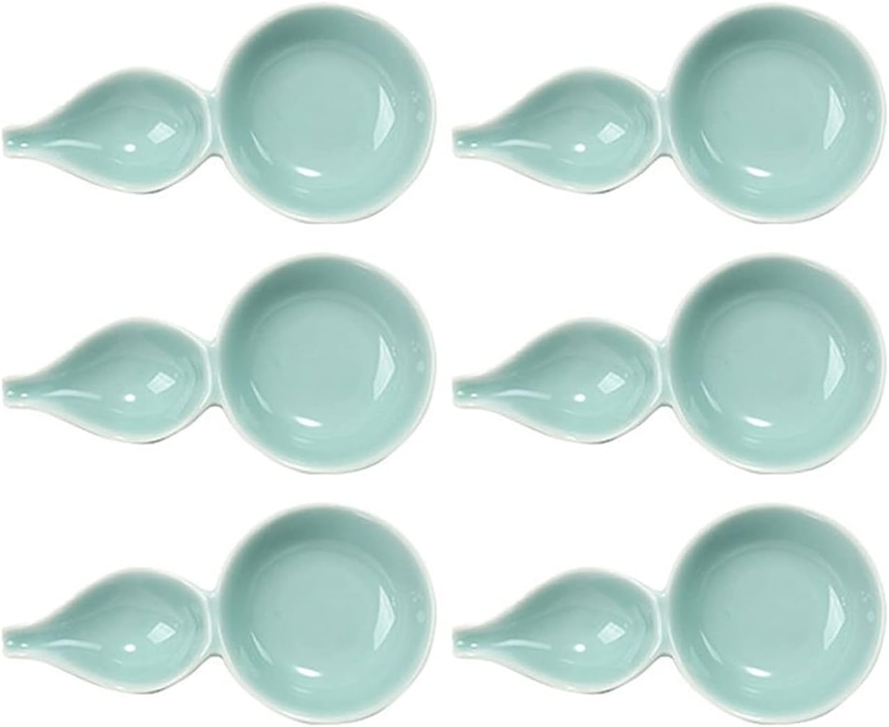 Snack Plate 6pcs Gourd Shape Seasoning Dishes Dipping Bowls Appetizer Plates for Sushi Soy Dipping Bowl Snack Dessert Serving Dishes for Kitchen Home(4.72 Inch) Snack Tray, 20010125