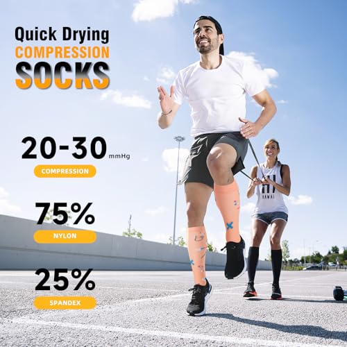 Image of Bropite Compression Socks for Women & Men Circulation-Compression Socks 20-30 mmhg-Best for Running,Medical,Nurse,Travel, 02B - assorted 1A, Large-X-Large