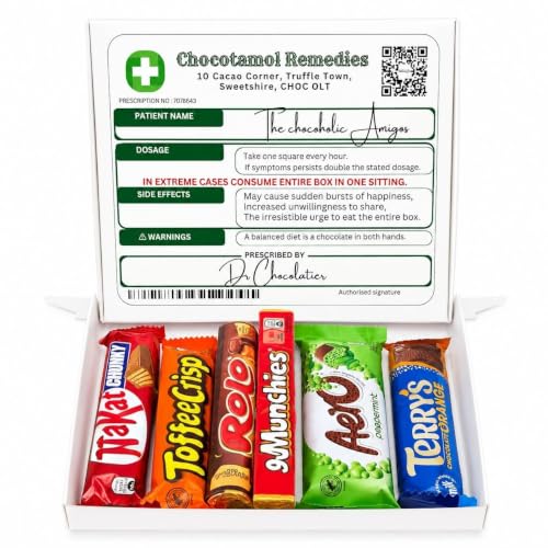 Get Well Soon Chocolate Gift Box Prescription Style Letterbox Friendly Sweets Hamper Feel Better Soon Care Package Cheer Up Chocolate Selection Gift for Him & Her