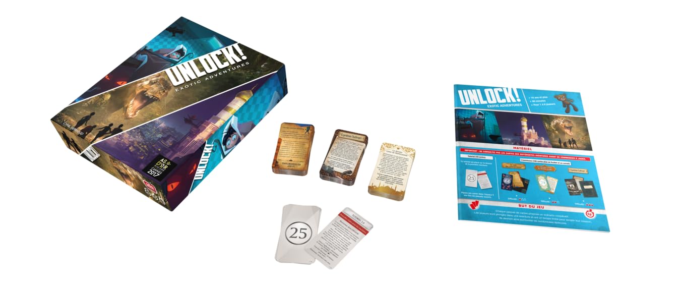 Asmodee - Unlock! : Exotic Adventures - Space Cowboys - Jeux de société - Jeu de Cartes - Escape Game - Adultes et Enfants à partir de 10 Ans - 1 à 6 Joueurs - 60 Minutes