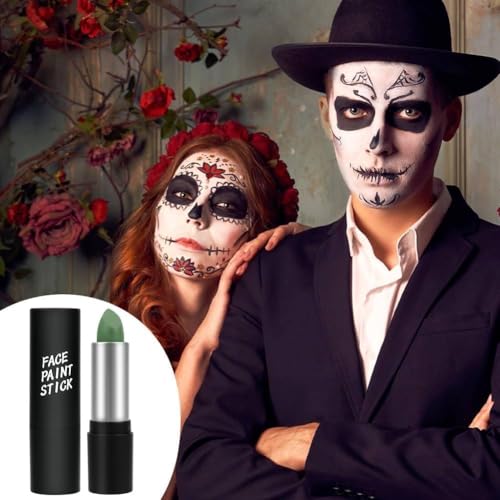 Sports Face Paint Stick for Cricket Football Matches Waterproof Long Lasting Cream Makeup for Stadium Events Halloween Cosplay Party Supplies Black White Green (Black-Green) 3 51jncUA9bQL