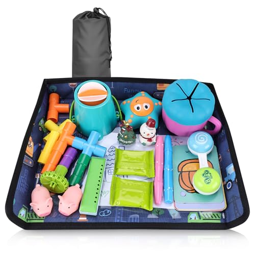 Image of Kids Tray Table Cover, Airplane Tray Cover with Pockets | Airplane Travel Essentials for Kids, Portable Airplane Must Haves for Toddler on Plane or Train and Flying Supplies