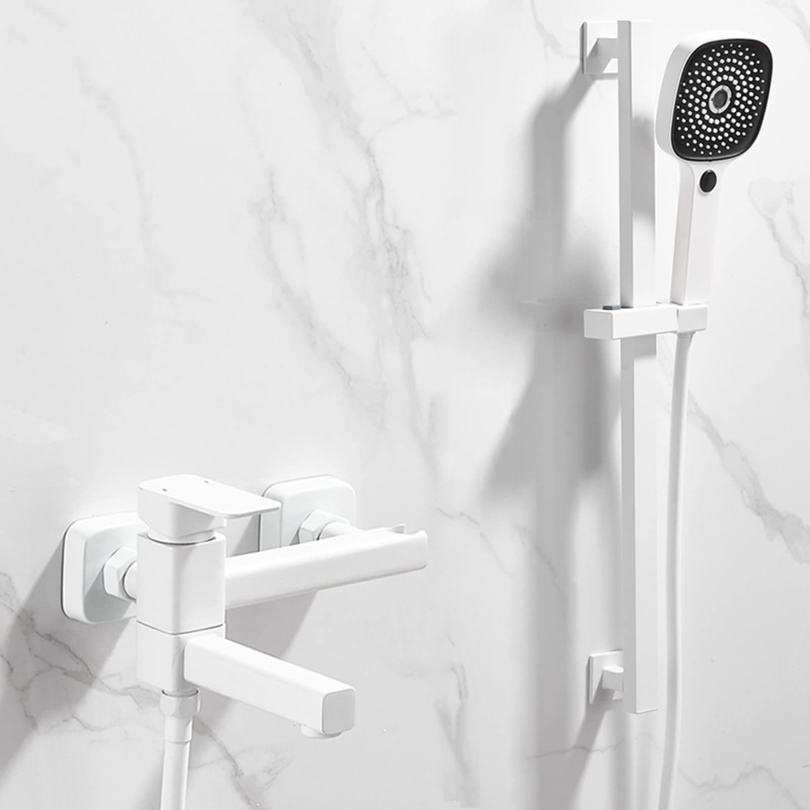 Mitigeur de bain-douche blanc mural à levier unique pour stopper les variations de jet