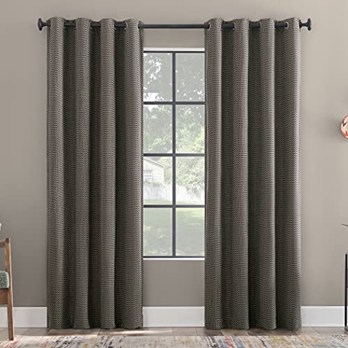 Scott Living Rafaela Woven Pattern Chenille Total Blackout Grommet Curtain