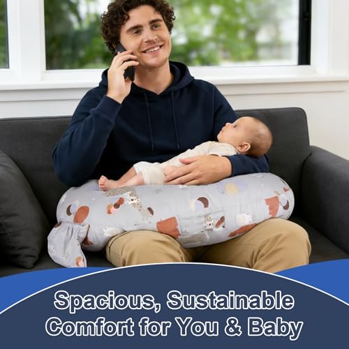 Image of x-vesolje Plus Size Nursing Pillow Wider Support, Breastfeeding Pillow with Adjustable Strap Fit All Body Type, Ergonomic Breast Feeding Pillow, Baby Feeding Pillow for Mom- Max Size /Animal Gray