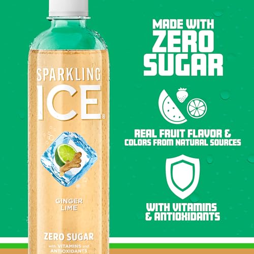 Image of Sparkling Ice, Ginger Lime Sparkling Water, Zero Sugar Flavored Water, with Vitamins and Antioxidants, Low Calorie Beverage, 17 fl oz Bottles (Pack of 12)