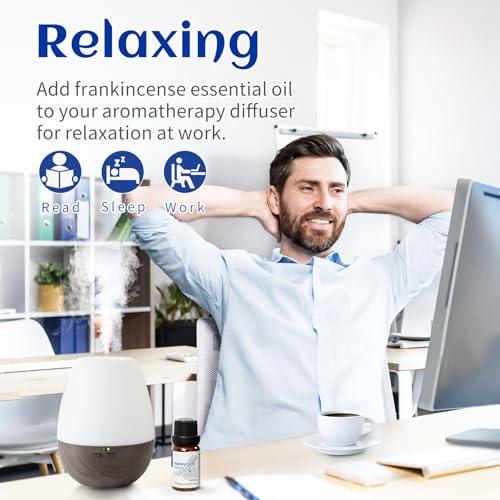 Image of HIQILI 0.33 Fl Oz Frankincense Essential Oil, Relaxing, Skin Care, Camp Atmosphere Creation, Can be Added to Body Lotions, Creams, Aromatherapy Use - 10ml