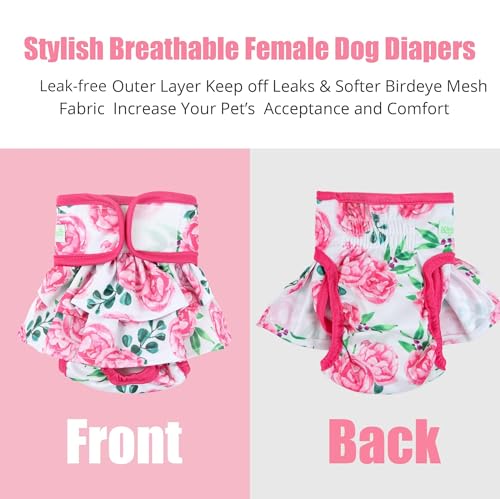Image of wegreeco Washable Dog Diapers (3 Pack), Highly Absorbent Dog Diapers for Female Dogs in Heat, Period, Incontinence, or Excitable Urination (Ocean of Flowers, X-Large)