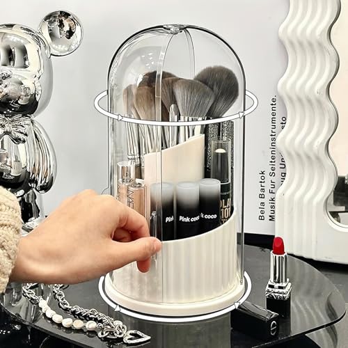 Makeup Brush Holder Organizer with Lid Makeup Brushes Organizer for Vanity Desktop Bathroom Countertop Cosmetic Display Cases