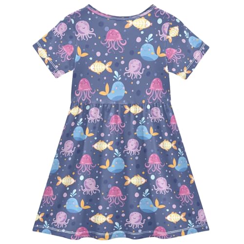 senya Summer Girl Dresses Jellyfish Whale Octopus Toddler Short Sleeve A-line Dress Casual Sundress2