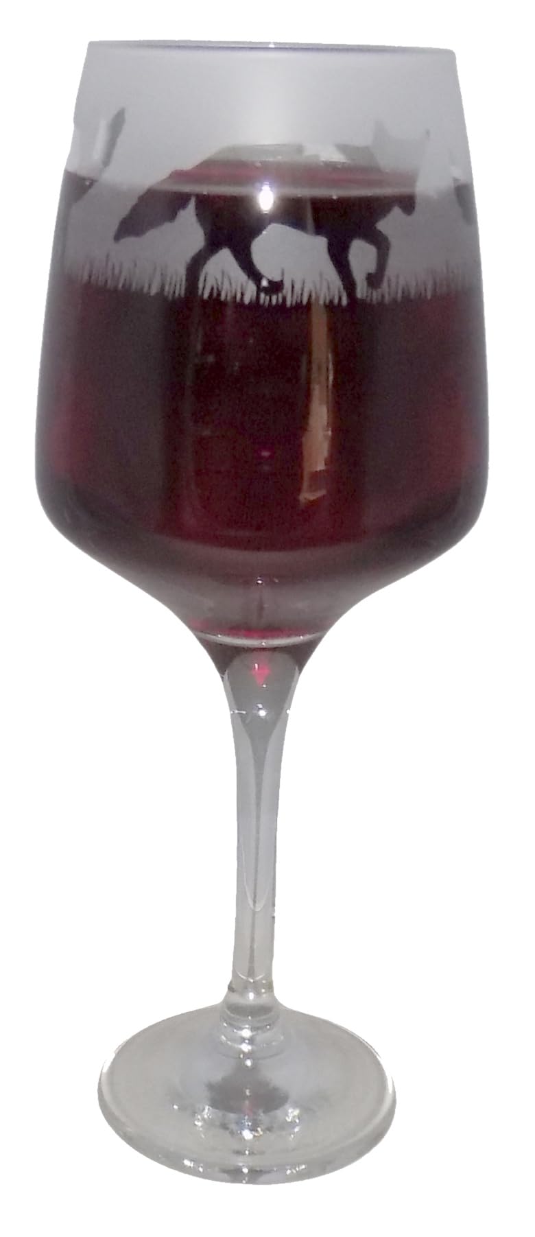 Fox Hand Etched Stemmed Wine Glass