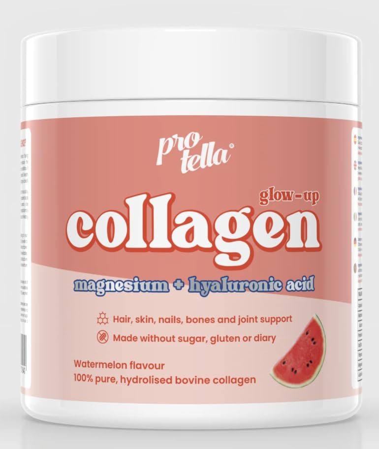 Protella® Colágeno Hidrolizado Sabor Sandía 180 g – Con Magnesio y Ácido Hialurónico para Articulaciones y Piel
