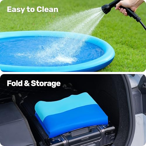 SLOOSH 72" Non-Slip Splash Pad Sprinkler - Outdoor Water Toys Play Mat for Toddlers Kids Dogs, Outside Thickened Sprinkler Pool Party Durable Backyard Fountain for Girls Boys Pets (72in, Blue) - Image 9