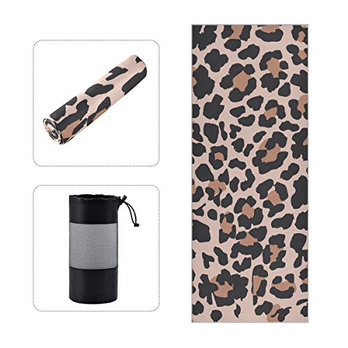 ALAZA Vintage Animal Leopard Pattern Yoga Towel Non Slip Soft Sweat Absorbent Mat Towel for Hot Yoga Exercise Pilates 73x27 Inches