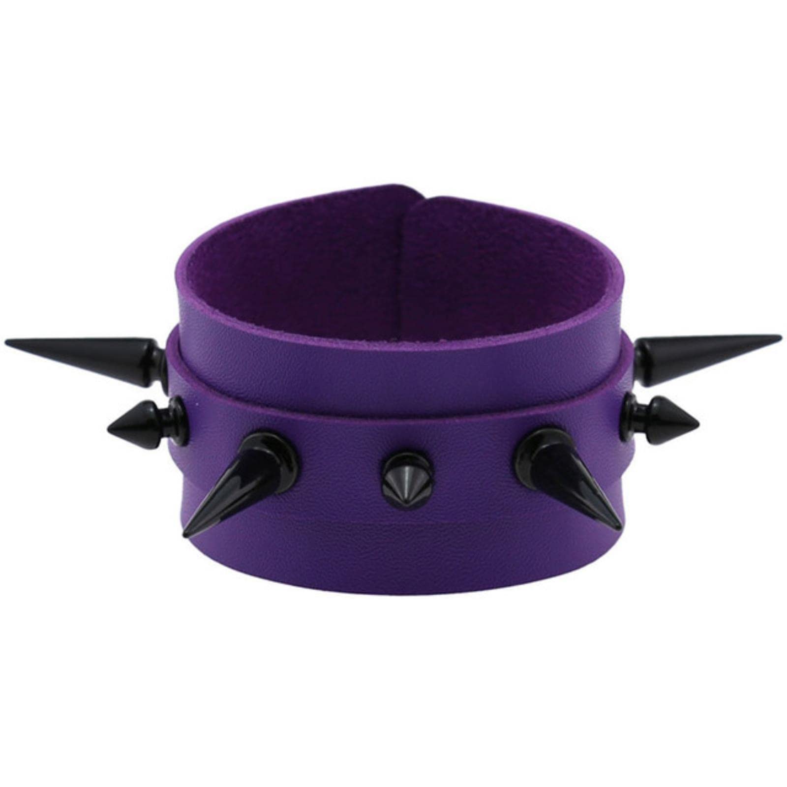 Cabule Unisex 5 Punk Gothic Rock Black Cuspidal Spikes Rivet Cone Stud Wide Leather Cuff Bracelet Wristbands Bangles Fashion Jewelry Gift