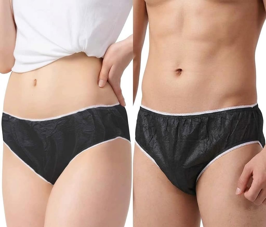 jeoga Women's Disposable Nonwoven Underwear Ladies Briefs Paper Printing Panties for Travel Hotel Spa Hospital Stays Emergencies Black/White Combo Pack of 20 pcs-picture-54