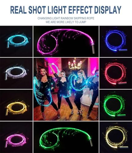 6ft Fiber Optic Whip for Dance USB Rechargeable,360°Swivel,Rainbow LED Light Effect,Great for Rave Party,Light Shows,Music Festival,Christmas Gift (7 Colors+23 Modes+1200mAh Battery)