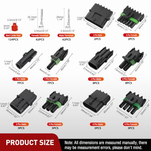 Image of Nilight 298PCS 1 2 3 4 6 Pin Waterproof Automotive Electrical Connector Kit | Quick Connect and Disconnect Male Female Pin 20-16AWG Terminal Wire Connectors for Car Truck Motorcycle Marine Boat - 25 Kits