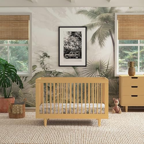Image of DaVinci Marley 3-in-1 Convertible Baby Crib - GREENGUARD Gold Certified Convertible Crib to Toddler Bed and Daybed - Wooden Baby Bed with 4 Adjustable Mattress Heights - Easy to Assemble - Honey