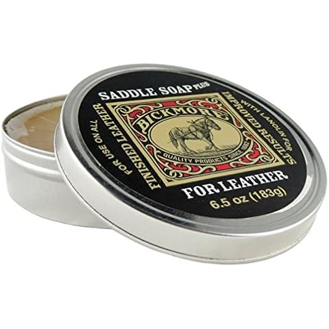 Bickmore Saddle Soap Plus - 6.5oz - Leather Cleaner & Conditioner with Lanolin - Restorer, Moisturizer, and Protector Cover