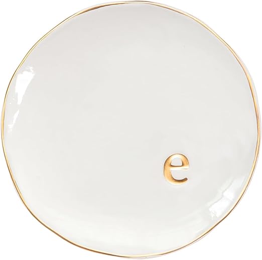 COLLECTIVE HOME - Ceramic Jewelry Tray, Decorative Trinket Dish for Rings Earrings Necklaces Bracelet Watch Keys, Birthday Mother's Day Christmas Gift for Women, 4.75", Glossy (e)