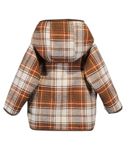 Cromoncent Kids Boy's Plaid Duffle Coat Sherpa Fleece Lined Wool Blend Outerwear with Hood2