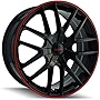 Touren TR60 3260 Wheel with Black Finish with Red Ring (16x7'/5x110mm)