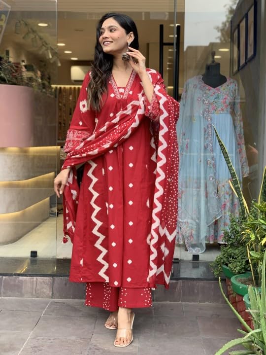 Image of KLOSIA Viscose Women Printed A-Line Kurta Pant with Dupatta