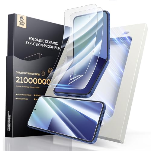 MAGIC JOHN for Samsung Galaxy Z Flip 6 Screen Protector HD Clear Flexible PET Inner Film Ultra-Thin Auto-Alignment Frame Anti-Scratch Bubble-Free Case-Friendly 2 Pack