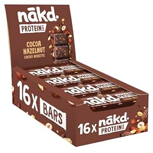 Nakd Cocoa Hazelnut Protein Bar – Vegan – Gluten Free – Healthy Snack, 45g (Pack of 16 bars)