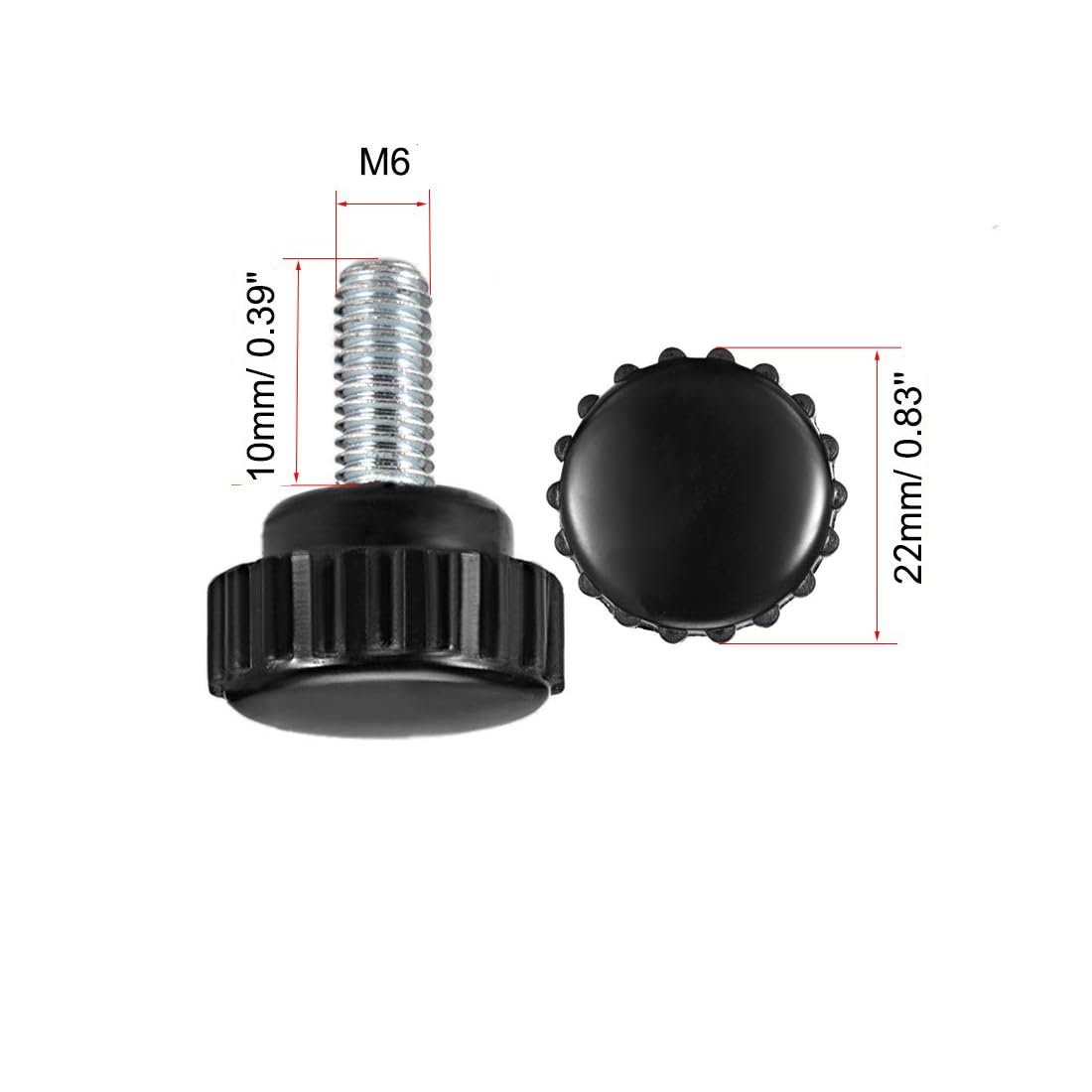 MACHSWON Knurled Clamping Knobs Saw Drill Press Lathe and Routing Jigs Packaging Machinery Printing Equipment Hand Clamping Handle Bolt Hand Knob Screw Replacement Parts M6 x 10mm 4pcs - Image 2