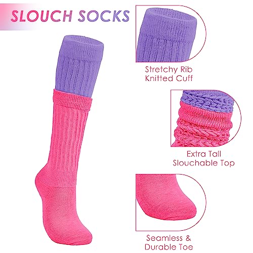 Image of Zando Slouch Socks for Women - 80s 90s Knee High Scrunch Socks Soft Long Stacked Boot Sock Warm Winter Sock Daily Wear