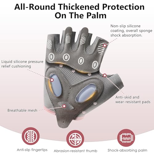 Image of TecoKart Gym Gloves Half Hand Gloves for Women Weight Lifting Gloves for Gym Workout Bike Gloves Gym Accessories for Women Liquid Silicone Anti-Slip and Wear-Resistant Hand Gloves for Women & Men